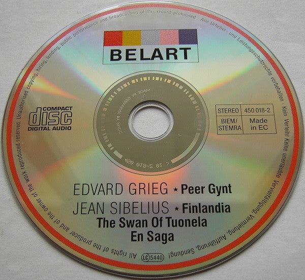 Edvard Grieg, Jean Sibelius, Herbert von Karajan, Horst Stein, Lorin Maazel, Wiener Philharmoniker, L'Orchestre De La Suisse Romande : Peer Gynt / Finlandia / En Saga / Karelia Suite (CD, Album, Comp)