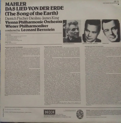 Gustav Mahler - James King (3), Dietrich Fischer-Dieskau, Wiener Philharmoniker, Leonard Bernstein : Das Lied Von Der Erde (LP, Album, RE)