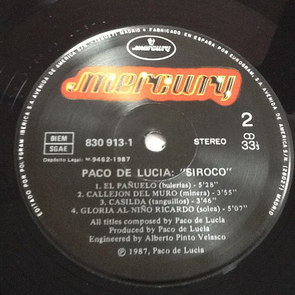 Paco De Lucía : Siroco (LP, Album, RE)