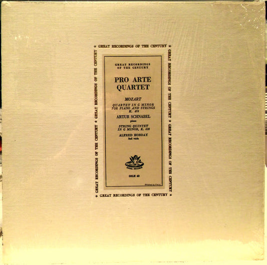 Wolfgang Amadeus Mozart - Pro Arte Quartet, Artur Schnabel, Alfred Hobday : Quartet In G Minor For Piano And Strings, K. 478 / String Quintet In G Minor, K 516  (LP, Mono)