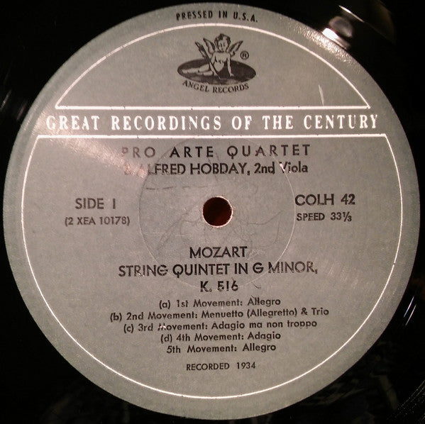 Wolfgang Amadeus Mozart - Pro Arte Quartet, Artur Schnabel, Alfred Hobday : Quartet In G Minor For Piano And Strings, K. 478 / String Quintet In G Minor, K 516  (LP, Mono)