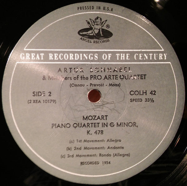 Wolfgang Amadeus Mozart - Pro Arte Quartet, Artur Schnabel, Alfred Hobday : Quartet In G Minor For Piano And Strings, K. 478 / String Quintet In G Minor, K 516  (LP, Mono)