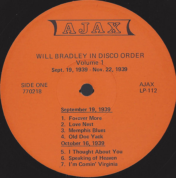 Will Bradley : Will Bradley In Disco Order, Volume One (LP, Comp)