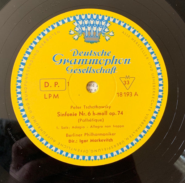 Pyotr Ilyich Tchaikovsky / Igor Markevitch, Berliner Philharmoniker : Symphony No. 6 In B Minor, Op. 74 (Pathétique) (LP, Mono)