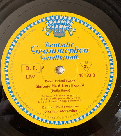 Pyotr Ilyich Tchaikovsky / Igor Markevitch, Berliner Philharmoniker : Symphony No. 6 In B Minor, Op. 74 (Pathétique) (LP, Mono)