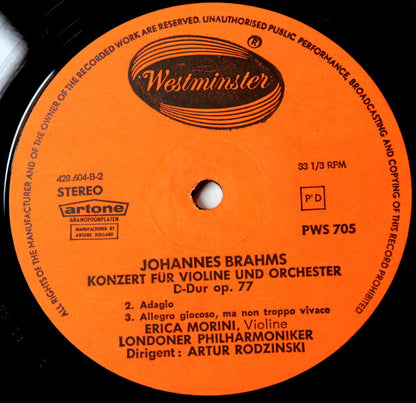 Johannes Brahms, Erica Morini : Violinkonzert D-dur Op. 77 (LP)