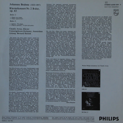 Johannes Brahms – Claudio Arrau, Concertgebouworkest, Bernard Haitink : Klavierkonzert Nr. 2 (LP, RP)