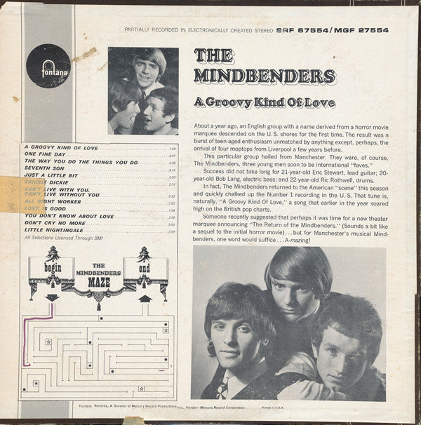 The Mindbenders : A Groovy Kind Of Love (LP, Album, Mono, Mer)