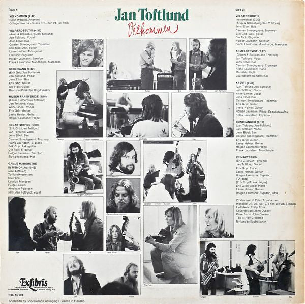 Jan Toftlund : Velkommen (LP, Album)