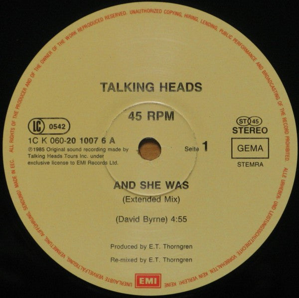 Talking Heads : And She Was (12", Maxi)