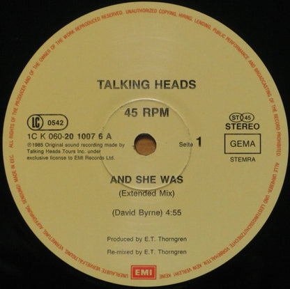 Talking Heads : And She Was (12", Maxi)