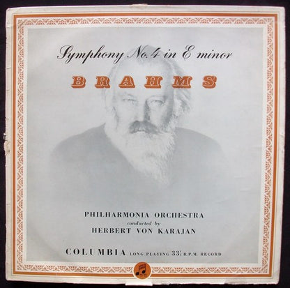 Johannes Brahms, Philharmonia Orchestra, Herbert von Karajan : Symphony No. 4 In E Minor (LP, Mono)