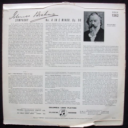 Johannes Brahms, Philharmonia Orchestra, Herbert von Karajan : Symphony No. 4 In E Minor (LP, Mono)