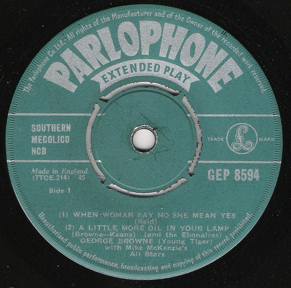 George Browne With Mike Mckenzie's All Stars And The Ebonaires (2) : Calypso Time (7", EP)