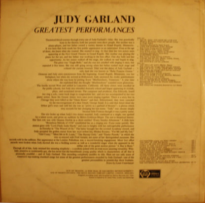 Judy Garland : Greatest Performances Original Recordings (LP, Comp, Mono)