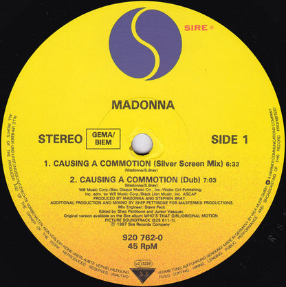 Madonna : Causing A Commotion (12", Maxi)