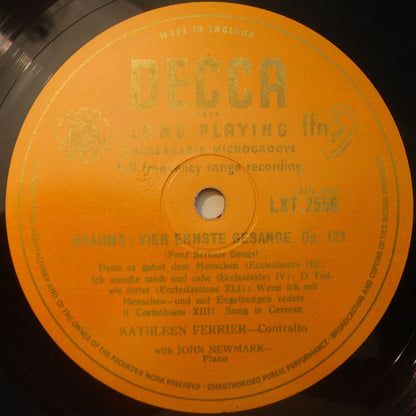 Robert Schumann / Johannes Brahms / Kathleen Ferrier, John Newmark : Frauenliebe Und Leben, Opus 42 / Vier Ernste Gesänge, Opus 121 (LP, Mono)