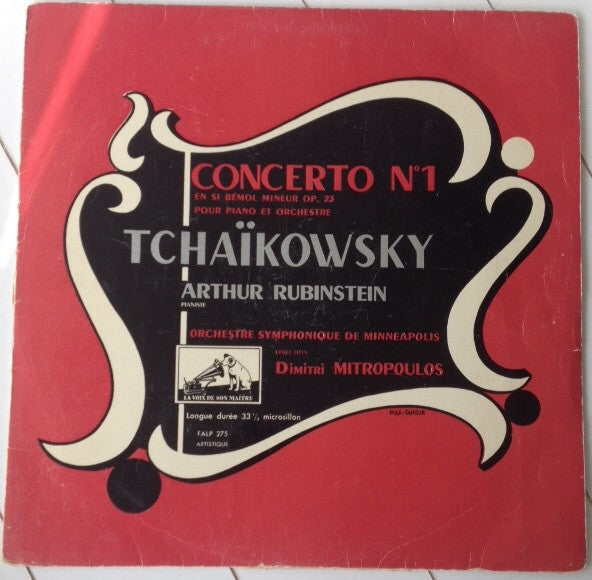Arthur Rubinstein, Minneapolis Symphony Orchestra, Dimitri Mitropoulos, Pyotr Ilyich Tchaikovsky : Concerto No. 1 En Si Bémol Mineur, Op. 23 Pour Piano Et Orchestre (LP)