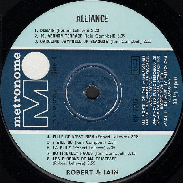 Robert And Iain : Alliance (LP, Album)