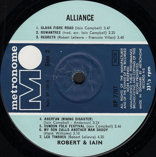 Robert And Iain : Alliance (LP, Album)