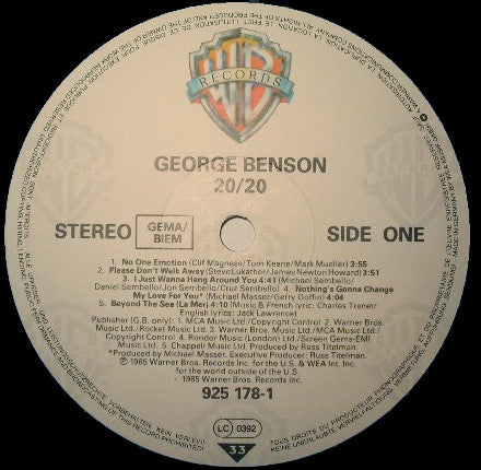 George Benson : 20/20 (LP, Album)