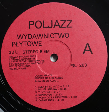 Costa Manta : Musica de Los Andes  - Alla En Lo Alto (LP, Album)