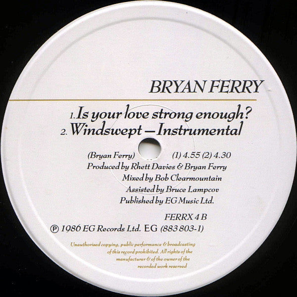 Bryan Ferry : ...Is Your Love Strong Enough? (12", Single)