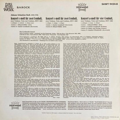 Johann Sebastian Bach –  Leonhardt-Consort : Konzert Für Zwei Und Vier Cembali, C-Moll, A-Moll BWV 1062, BWV 1060, BWV 1065 (LP, Album)