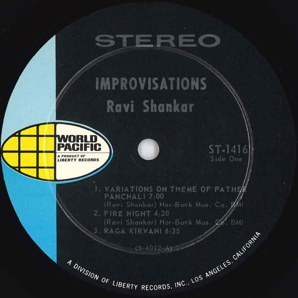 Ravi Shankar : Improvisations & Theme From Pather Panchali (LP, Album, RE)