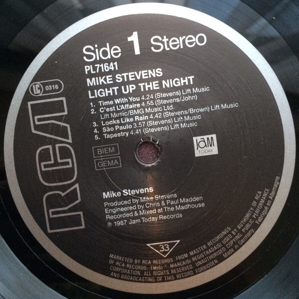 Mike Stevens : Light Up The Night (LP, Album)