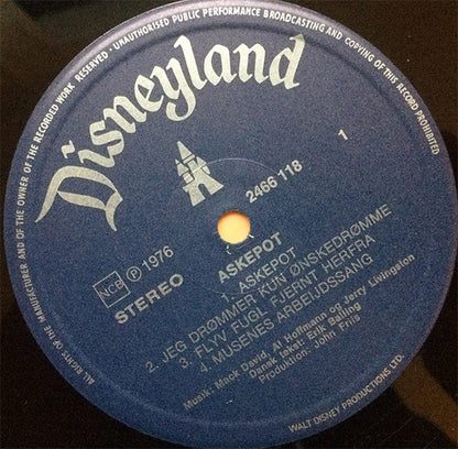 Various : Walt Disney's Præsenterer Fortællingen Om Askepot (LP)