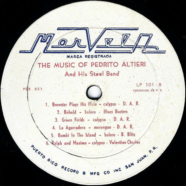 Pedrito Altieri And His Happy Steel Band : The Music Of Pedrito Altieri And His Steel Band (LP, Album, Mono)