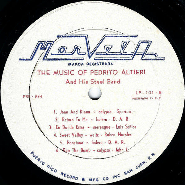 Pedrito Altieri And His Happy Steel Band : The Music Of Pedrito Altieri And His Steel Band (LP, Album, Mono)