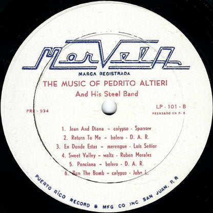 Pedrito Altieri And His Happy Steel Band : The Music Of Pedrito Altieri And His Steel Band (LP, Album, Mono)