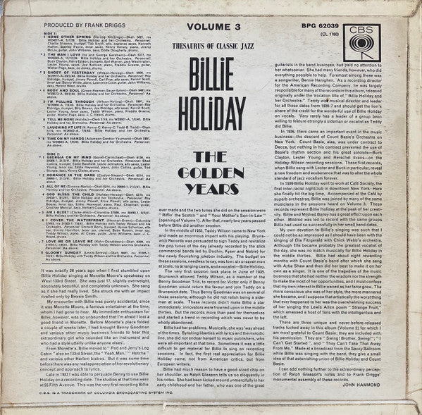 Billie Holiday : The Golden Years Volume Three (LP, Comp, Mono)