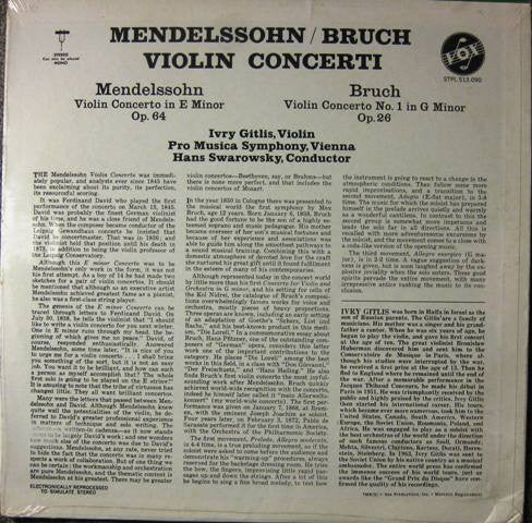 Felix Mendelssohn-Bartholdy / Max Bruch, Ivry Gitlis, Vienna Pro Musica Orchestra, Hans Swarowsky : Violin Concerti (Violin Concerto In E Minor Op. 64 / Violin Concerto No. 1 In G Minor Op. 26) (LP)