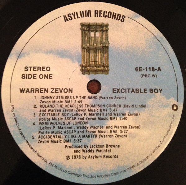 Warren Zevon : Excitable Boy (LP, Album, PRC)