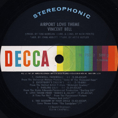 Vinnie Bell : Airport Love Theme (LP, Album)