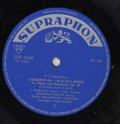 Pyotr Ilyich Tchaikovsky - Pian Sviatoslav Richter, The Czech Philharmonic Orchestra, Karel Ančerl : Concerto In B Flat Minor (LP, Mono, RE)