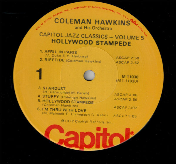 Coleman Hawkins And His Orchestra : Hollywood Stampede (LP, Comp, Mono, Yel)