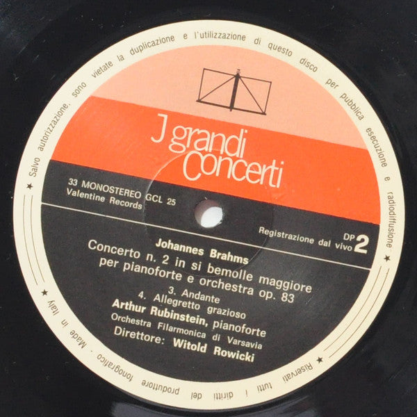Johannes Brahms, Arthur Rubinstein, Witold Rowicki, Orkiestra Symfoniczna Filharmonii Narodowej : Concerto N.2 Per Pianoforte Op.83 (LP, Album)