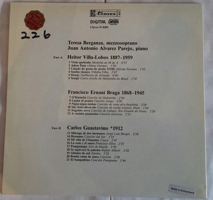 Teresa Berganza, Juan Antonio Alvarez Parejo - Heitor Villa-Lobos / Francisco Braga / Carlos Guastavino : Untitled (LP)