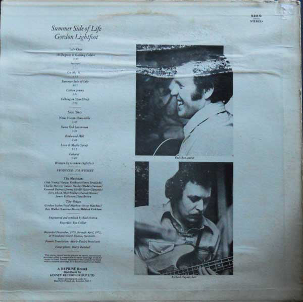 Gordon Lightfoot : Summer Side Of Life (LP, Album)