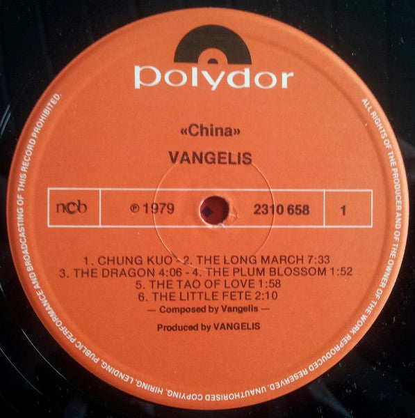 Vangelis : China = 中國 (LP, Album, Gat)