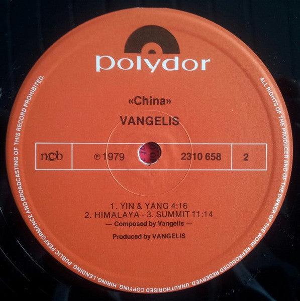 Vangelis : China = 中國 (LP, Album, Gat)