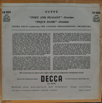 Franz von Suppé, Georg Solti Conducting London Philharmonic Orchestra : "Poet And Peasant"-Overture / "Pique Dame"-Overture (10", Album)