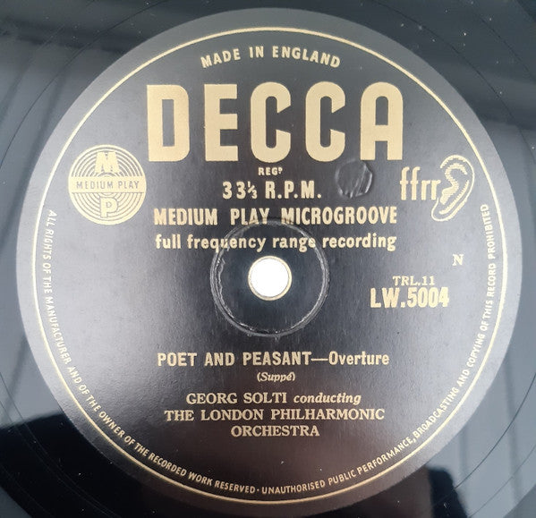 Franz von Suppé, Georg Solti Conducting London Philharmonic Orchestra : "Poet And Peasant"-Overture / "Pique Dame"-Overture (10", Album)