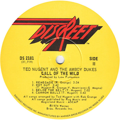 Ted Nugent & The Amboy Dukes : Call Of The Wild (LP, Album, Win)