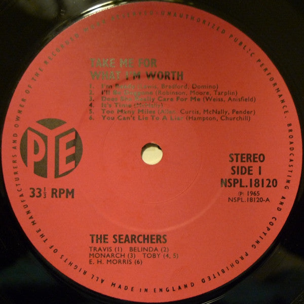 The Searchers : Take Me For What I'm Worth (LP, Album, Fli)