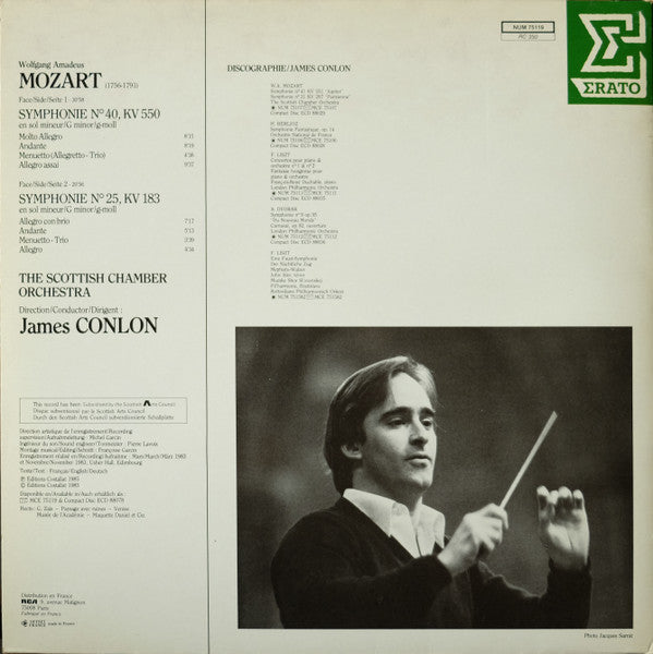 Wolfgang Amadeus Mozart, Scottish Chamber Orchestra, James Conlon : Symphonie N° 40 KV 550 / Symphonie N° 25 KV 183 (LP, Gat)